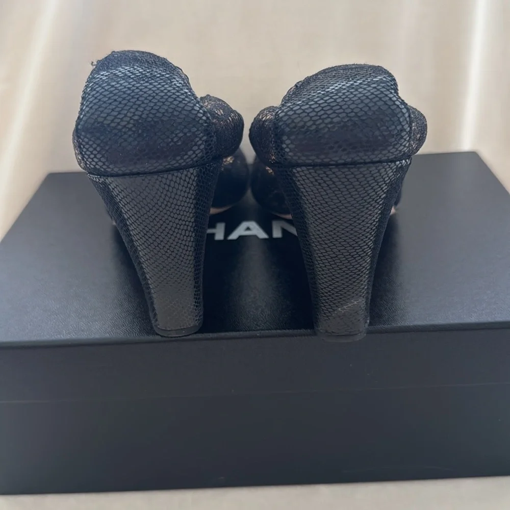 Chanel Black and Gold Heels